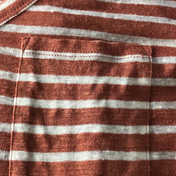 Paige Lynnea Linen Striped Chest Pocket V Neck T Shirt - NEW - Picture 6 of 9